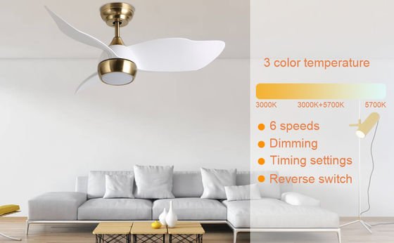 Smart White Ceiling Fan With 6 Adjustable Speeds and Voice Control