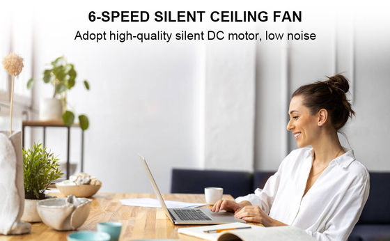 Smart White Ceiling Fan With 6 Adjustable Speeds and Voice Control