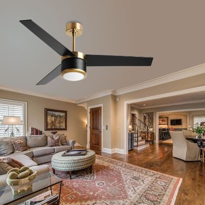Smart WIFI Ceiling Fan In White Black Gold 52 Inch Full Brightness