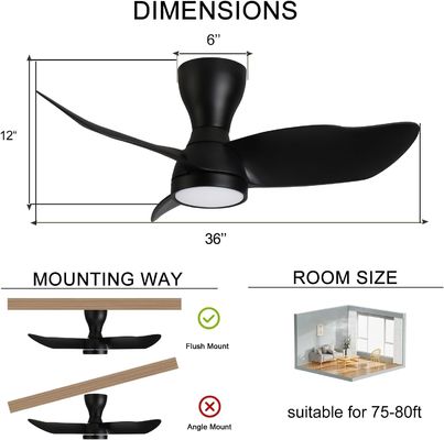Stylish 36 Inch DC Motor Ceiling Fan with Smart Control and Alexa / Google Assistant Compatible