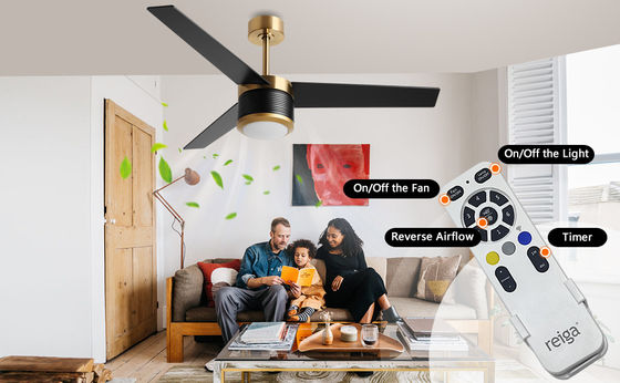 Smart WIFI Ceiling Fan In White Black Gold 52 Inch Full Brightness