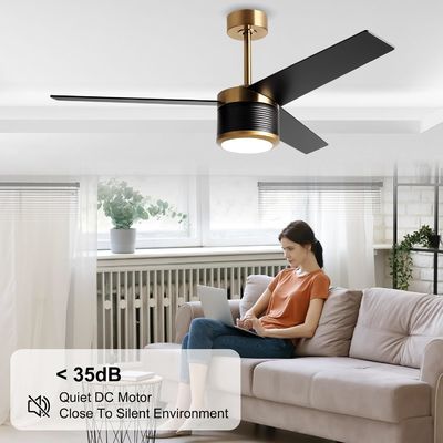 Smart WIFI Ceiling Fan In White Black Gold 52 Inch Full Brightness
