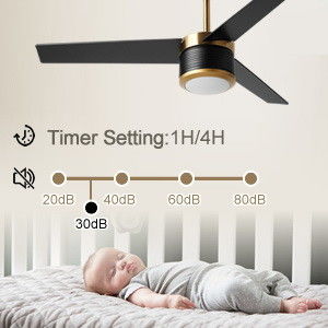 Smart WIFI Ceiling Fan In White Black Gold 52 Inch Full Brightness