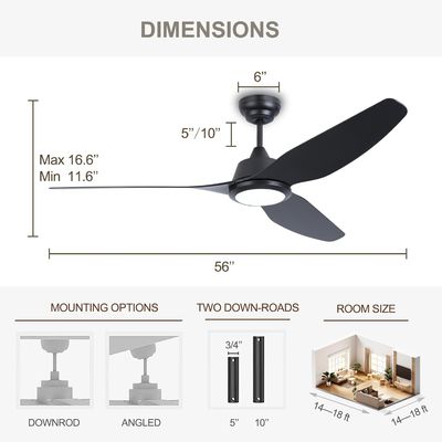 56 Smart Ceiling Fan Light with Alexa/Google Home Control