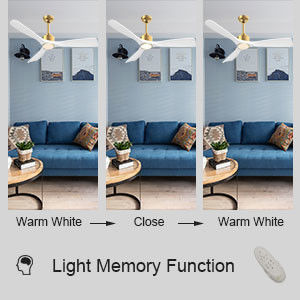52 Ceiling Fan With Dimmable Light ABS Warm White Natural White Cool White