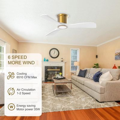 3000K Black 52 Inch Ceiling Fan With Light Efficient Reversible DC Motor
