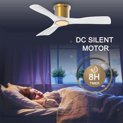 3000K Black 52 Inch Ceiling Fan With Light Efficient Reversible DC Motor