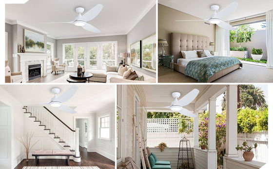 56 Inch Silent Ceiling Fan with DC Motor and Lighting