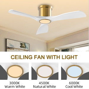 3000K Black 52 Inch Ceiling Fan With Light Efficient Reversible DC Motor