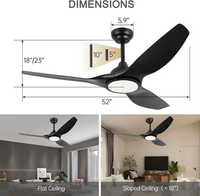 52 Inch Fan With Light 3 Color Temperature For Bedroom High CFM Ceiling Fan