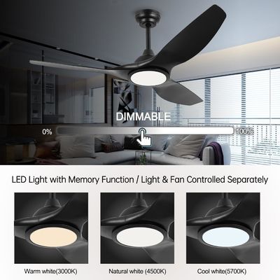 52 Inch Fan With Light 3 Color Temperature For Bedroom High CFM Ceiling Fan