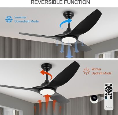 52 Inch Fan With Light 3 Color Temperature For Bedroom High CFM Ceiling Fan