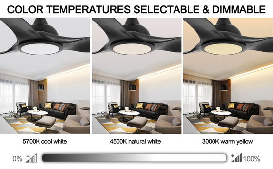 52 Inch Fan With Light 3 Color Temperature For Bedroom High CFM Ceiling Fan