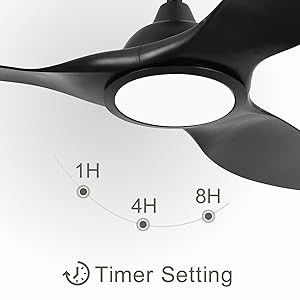52 Inch Fan With Light 3 Color Temperature For Bedroom High CFM Ceiling Fan