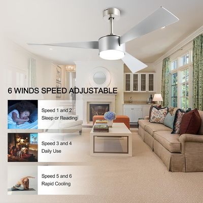 52 Inch  Fashionable Silver Ceiling Fan Lighting  With Remote Control