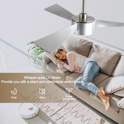 52 Inch  Fashionable Silver Ceiling Fan Lighting  With Remote Control