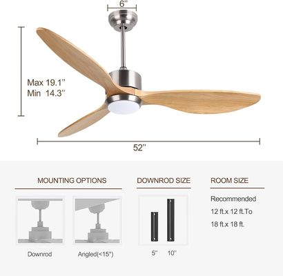 White Black Gold 52 Ceiling Fan With Light 6 Speed DC Motor