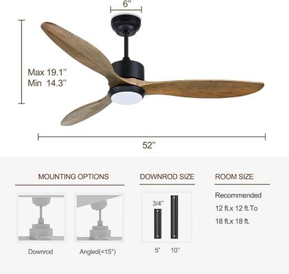 Modern  52 Inch Fan With Light For 12 Ft* 12 Ft To 17ft * 17 Ft Room