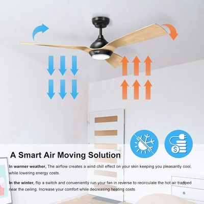 52 Inch Ceiling Fan Streamlined Design Outdoor Downrod Mount Ceiling Fan With Light
