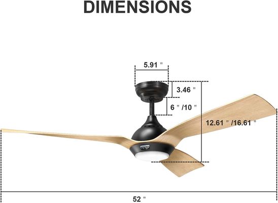 52 Inch Ceiling Fan Streamlined Design Outdoor Downrod Mount Ceiling Fan With Light