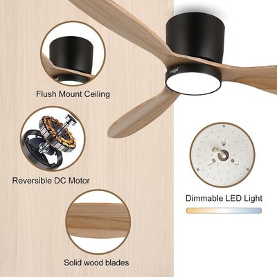 6 Speed White Black Gold 52 inch Smart Ceiling Fan Light With Energy efficient Function