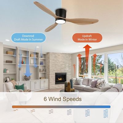 6 Speed White Black Gold 52 inch Smart Ceiling Fan Light With Energy efficient Function