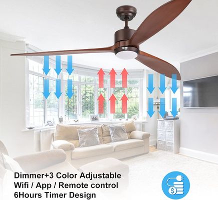 65 Contemporary Ceiling Fan Light with Voice Control and Dimmable LED Light