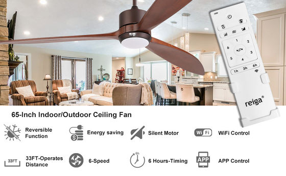 65 Contemporary Ceiling Fan Light with Voice Control and Dimmable LED Light