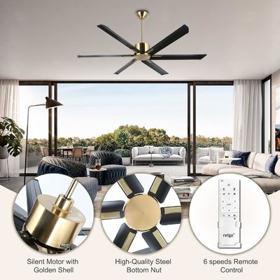 72-Inch Smart Ceiling Fan with Lights in Black/White/Gold Finish