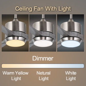 Quiet DC Motor Ceiling Fan with Smart APP Control 3-Color Dimmable LED Light and 6 Speed Choice