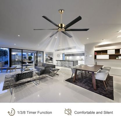 72-Inch Smart Ceiling Fan with Lights in Black/White/Gold Finish