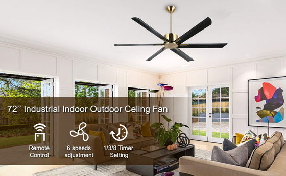 72-Inch Smart Ceiling Fan with Lights in Black/White/Gold Finish