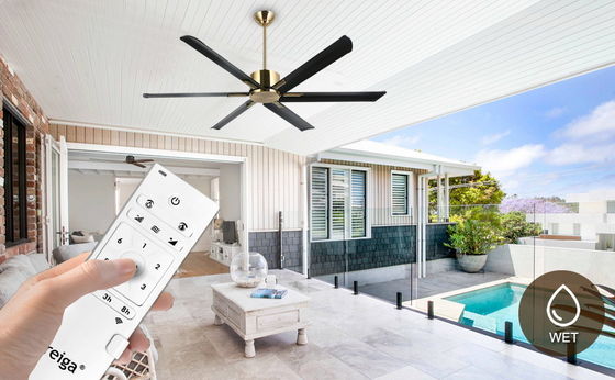 72-Inch Smart Ceiling Fan with Lights in Black/White/Gold Finish