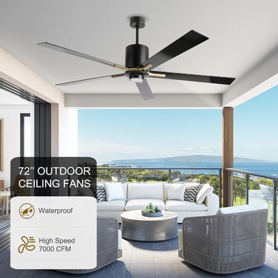 White DC Motor Quiet Blade Ceiling Fan Light 72 Inches With 3 Color Changing Speeds
