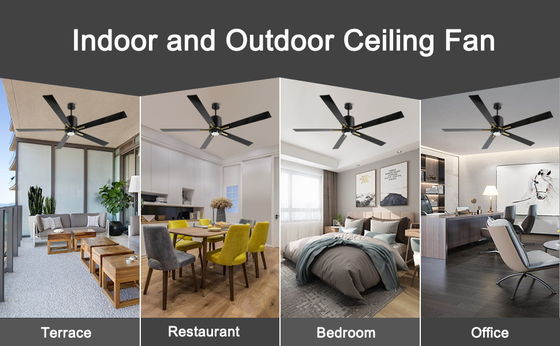 White DC Motor Quiet Blade Ceiling Fan Light 72 Inches With 3 Color Changing Speeds