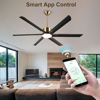 72 Inch Modern Smart Ceiling Fan with Light in White ABS
