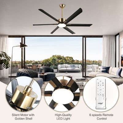72 Inch Modern Smart Ceiling Fan with Light in White ABS