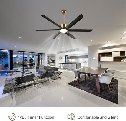 72 Inch Modern Smart Ceiling Fan with Light in White ABS