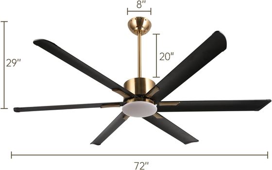 72 Inch Modern Smart Ceiling Fan with Light in White ABS
