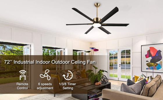 72 Inch Modern Smart Ceiling Fan with Light in White ABS