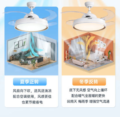 6-Speed DC Motor Retractable Ceiling Fan with Light