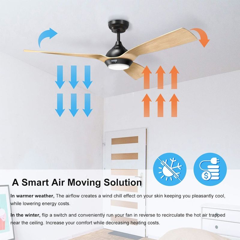 52 Inch Ceiling Fan Streamlined Design Outdoor Downrod Mount Ceiling Fan With Light