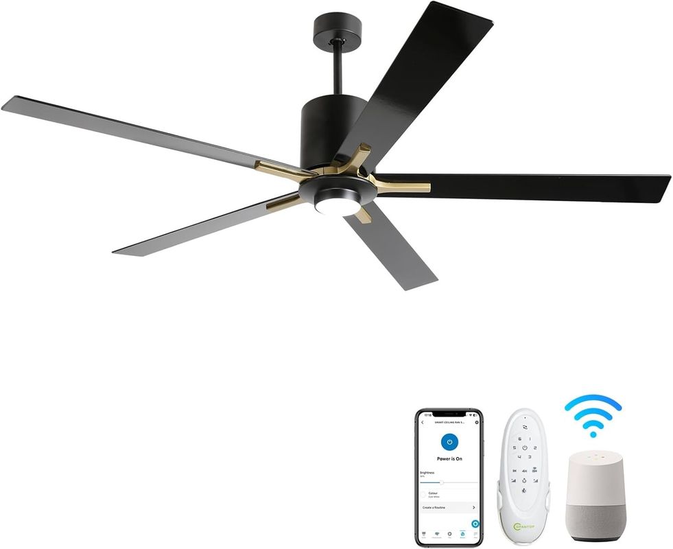 White DC Motor Quiet Blade Ceiling Fan Light 72 Inches With 3 Color Changing Speeds